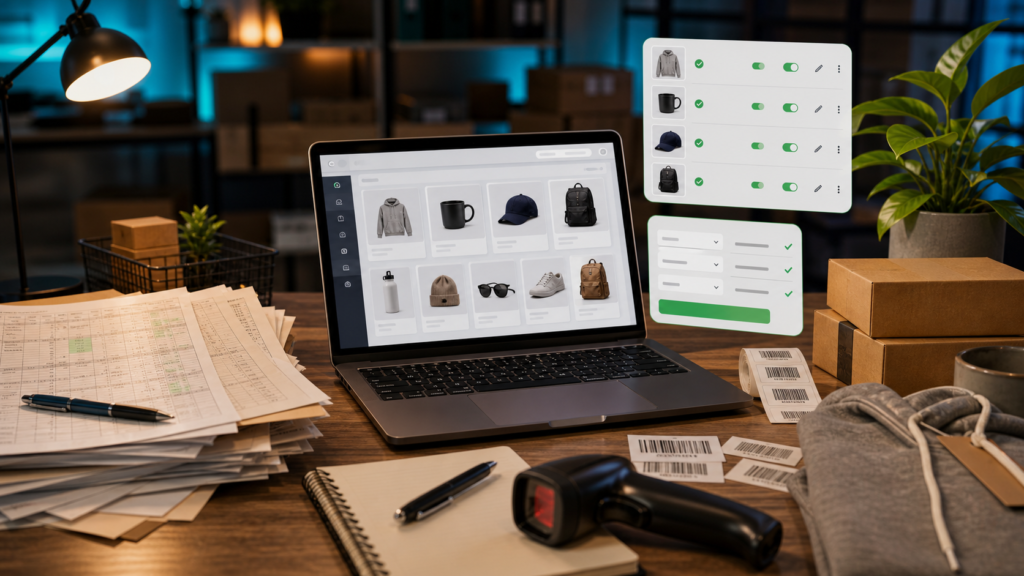 Products Without Spreadsheets full-bleed AI-generated ecommerce thumbnail