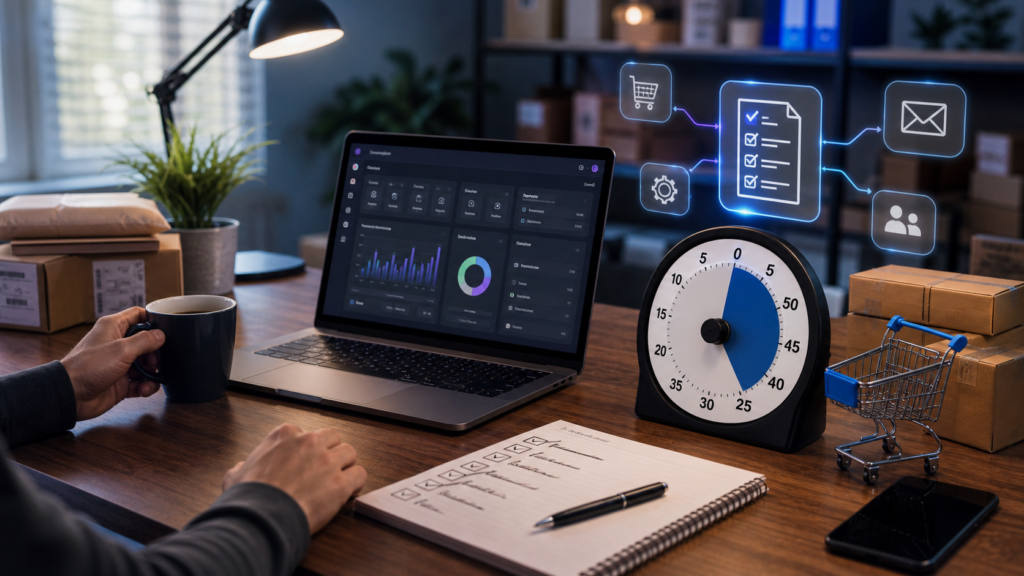 Reduce Admin Time full-bleed AI-generated ecommerce thumbnail