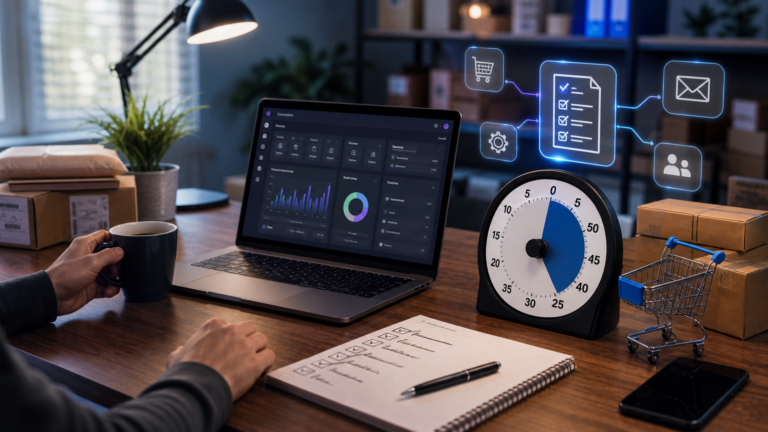 Reduce Admin Time full-bleed AI-generated ecommerce thumbnail