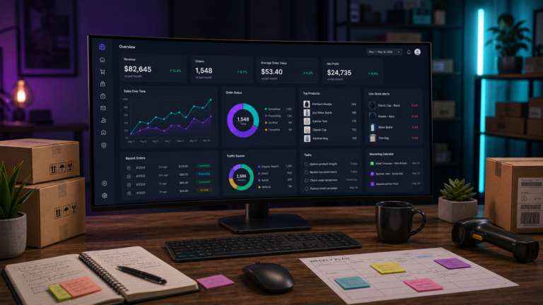 WooCommerce Management Dashboard full-bleed AI-generated ecommerce thumbnail